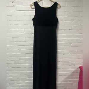 Donna Ricco New York Black Velvet & Woven Maxi Dress – Size 12